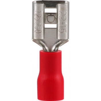 RUWAG RED TERMINAL CABLE PRE-INS FEMALE DISCONNECT 6.3MM 25PER PACK