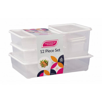 CONTOUR WHITE PLASTIC CONTAINER SET 12 PIECE