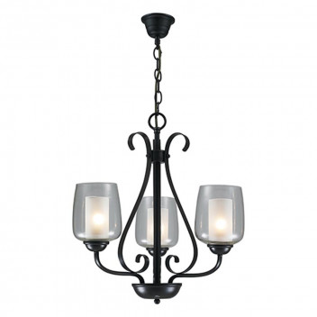 RADIANT 3XE27 BLACK GLASS CUP CHANDELIER