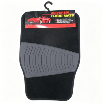 CAR MAT POLYESTER SQUARE BLACK 4PC