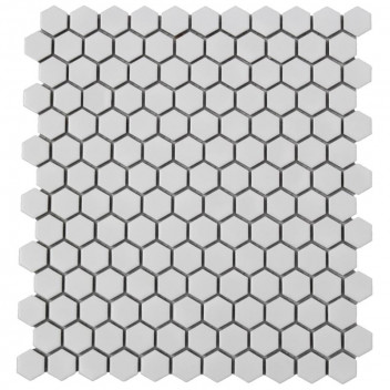 GLOBAL STONE MOSAIC PORCELAIN MINI HEXAGON WHITE 300X273MM
