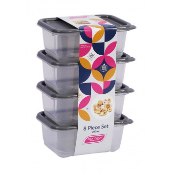 CONTOUR CHARCOAL PLASTIC CONTAINER SET 4X200ML