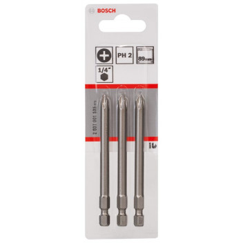 BOSCH EXTRA HARD PH2 SCREWDRIVER BITS 89MM 3PIECE