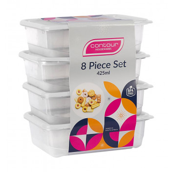 CONTOUR WHITE PLASTIC CONTAINER SET 4X425ML