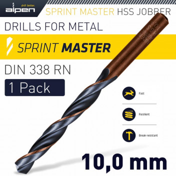 ALPEN HSS SPRINT MASTER 10.0MM X1 SLEEVED DIN338 DRILL BIT