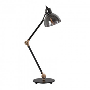 EUROLUX BLACK AND SMOKEY ADJUSTABLE SIENA TABLE LAMP 180MM