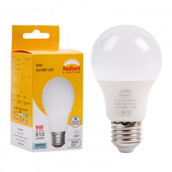 RADIANT LED BULB A60 E27 9W 4000K