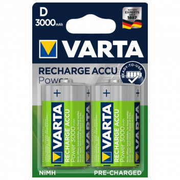 VARTA RECHARGEABLE BATTERY D3000MAH 2 PER PACK