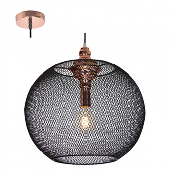 RADIANT 1XE27 MATT BLACK COPPER MESH PENDANT LIGHT 475MM