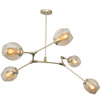 LIGHTSTAR METAL CHANDELIER WITH CHAMPAGNE COLOUR GLASS