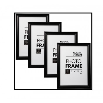 PHOTO FRAME CERTIFICATE BLACK PLASTIC  SET 4PCE