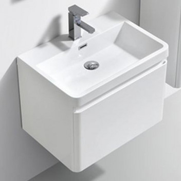 CLEAR CUBE MILAN WHITE 600MM CABINET AND SINGLE DRAWER WHITE OAK