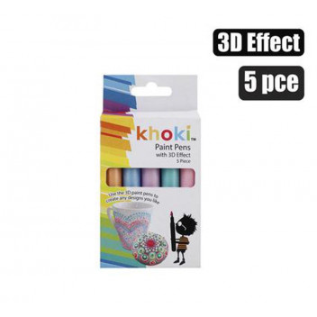 KHOKI PAINT PENS WITH 3D EFFECT 5 PIECE