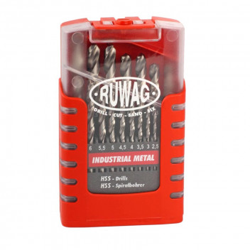 RUWAG 19PIECE GRIP BOX STANDARD METAL DRILL BIT SET 1-10MM