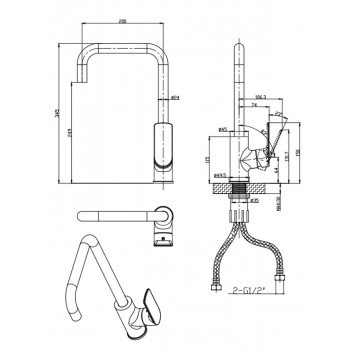 BIJIOU SATIN NICKEL SAVOLE DECK TYPE SINK MIXER