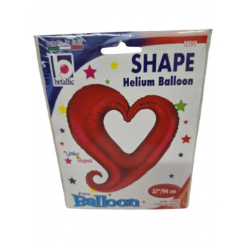 BALLOON PARTY  15566P 37\'   HOLLOW HEART  FOIL 94CM