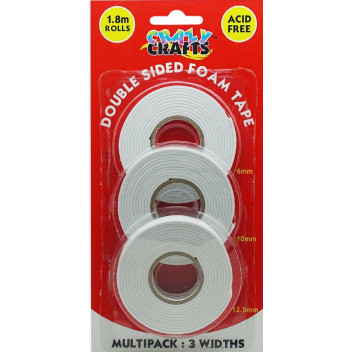 3 PACK CRAFT DOUBLE SIDED TAPE 6MM 10MM 12.5MM