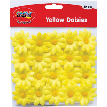 YELLOW CRAFT ARTIFICIAL DAISIES 45MM 20PIECE