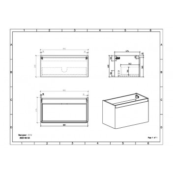 CLEAR CUBE MILAN WHITE SINGLE DRAWER CABINET 900MM