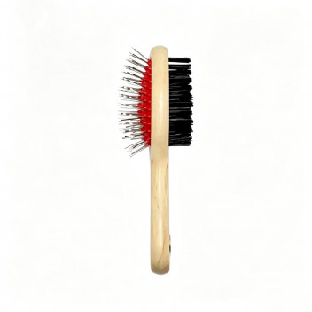 RED ROUND WOOD PET COMB 21X6CM