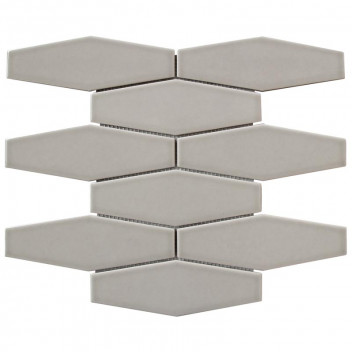 GLOBAL STONE LONG HEXAGONAL WHISPER GREY GLASS MOSAIC 300X300MM