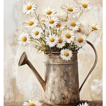 DAISY WATERING CAN DECOUPAGE A4
