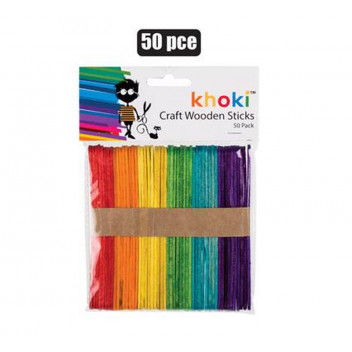 KHOKI CRAFT WOODEN STICKS COLOURED 50 PIECE