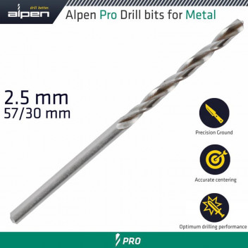 ALPEN PRO HSS SPLIT POINT DRILL 2.5MM