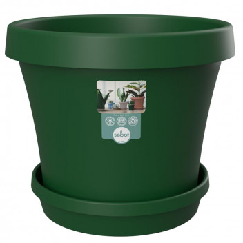 SEBO DARK GREEN PLASTIC POT AND SAUCER SET 20CM
