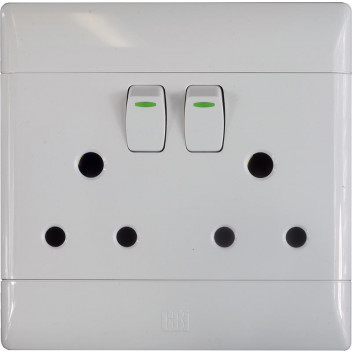 CBI WHITE DOUBLE SOCKET SWITCH 100X100