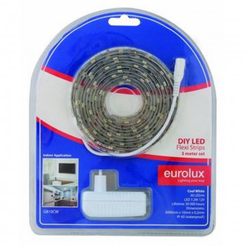 EUROLUX COOL WHITE 3M LED LIGHT STRIP DIY KIT 7.2W/M IP65