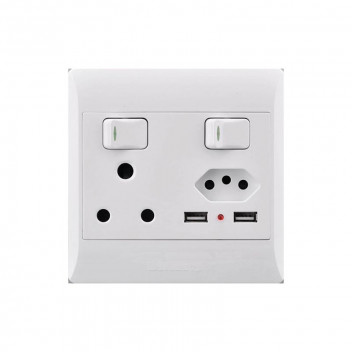 ELECTRICMATE WHITE SINGLE SWITCH EURO AND USB SOCKET 100X100