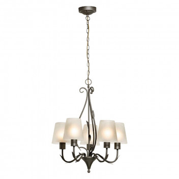EUROLUX 5XE27 CHARCOAL GLASS SHADE ARUM CHANDELIER