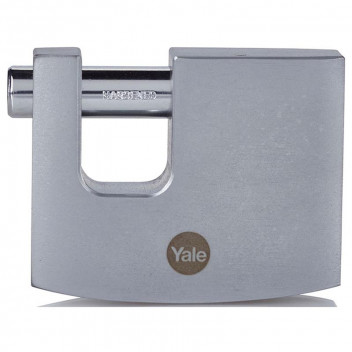 YALE BRASS SATIN CHROME RECTANGULAR PADLOCK 70MM