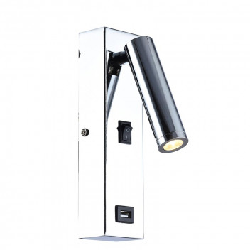 EUROLUX CHROME METAL WALL LIGHT WITH USB