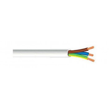 WHITE 3 CORE CABTYRE CABLE 1.5MM 100M ROLL