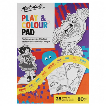 BOOK COLOURING CRAFT MMKC0222 COLOUR DRAW PUZZLES 28 SHEETS  A4