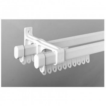 CURTAIN TRACK DOUBLE WHITE PLASTIC BRACKET  2 PER PACK