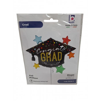 BALLOON PARTY  25178P 40\'   GRADUATION CAP  FOIL 102CM