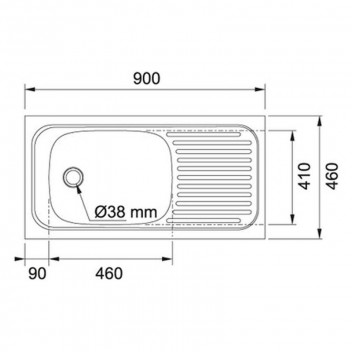 FRANKE SINGLE BOWL SINK DROP ON WITHOUT WASTE 900X460MM