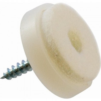 GLIDE PLASTIC & FELT SCREW WHITE 8PP 24MM