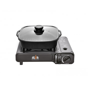 CANISTER SINGLE BURNER PORTABLE STOVE WITH NON-STICK POT 2L