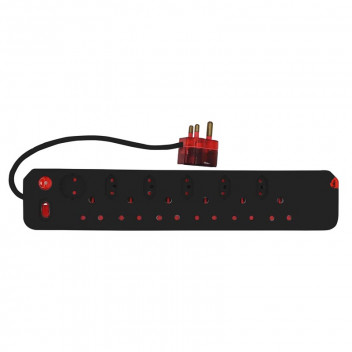 ELECTRICMATE BLACK 12WAY HIGH SURGE PROTECT MULTIPLUG