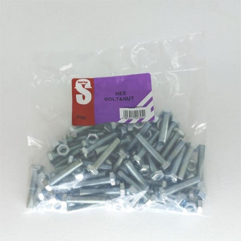 HEXAGON BOLT AND NUT 8X30MM 50PER PACK
