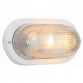 EUROLUX E27 WHITE OVAL PLASTIC BULKHEAD 230V