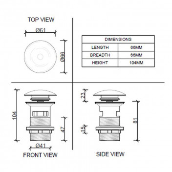 WASTE BASIN SLOTTTED BLACK 32MM