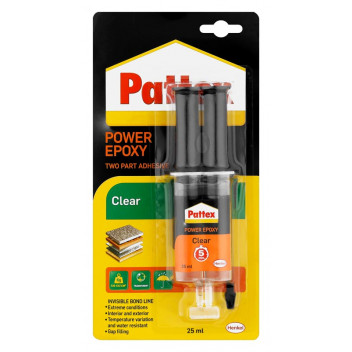 ADHESIVE EPOXY 611294 2 PART CLEAR SYRINGE 25ML PATTEX
