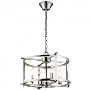 BRIGHTSTAR POLISHED CHROME DRUM CHANDELIER WITH CLEAR GLASS