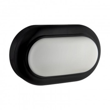 EUROLUX SMALL OVAL COOL WHITE BLACK PLASTIC LED BULKHEAD230V 8W