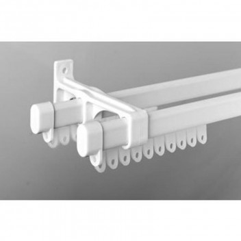 DOUBLE STEEL CURTAIN TRACK WHITE 4M